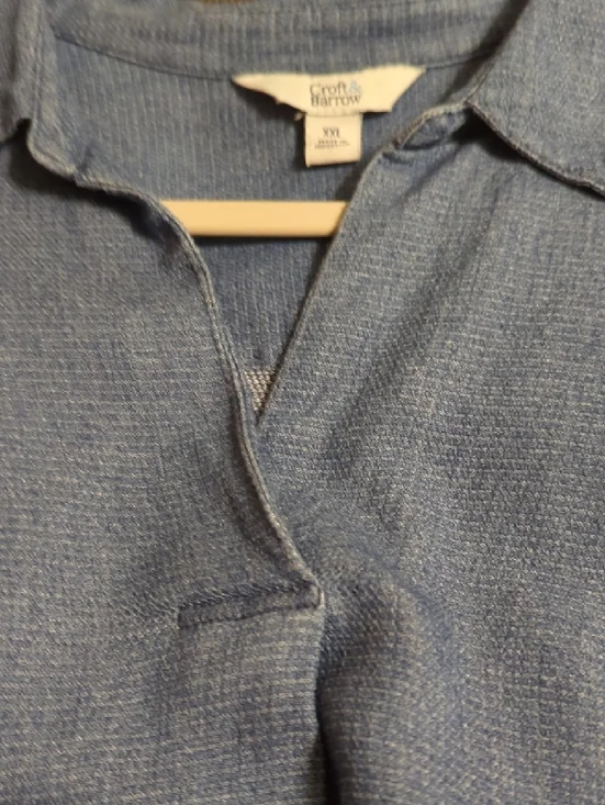 croft & barrow Blue Denim-Style Long Sleeve Tunic - Picture 5 of 9